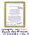 WWII Poem Signed by Five Enola Gay Crew Members -- Tom Ferebee, Theodore Van Kirk, Morris Jeppson, George Caron & Paul Tibbetts